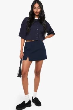 Mini-jupe-short à ourlet fendu