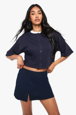 Mini-jupe-short à ourlet fendu