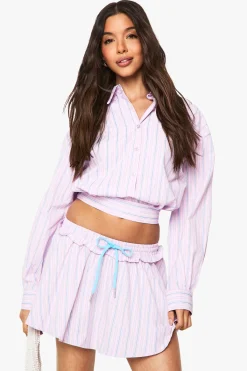 boohoo Mini-jupe skater à volants et surpiqûres<Femme Jupes|Jupes