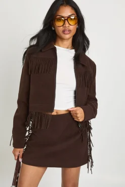 boohoo Mini-jupe style laine à glands<Femme Jupes|Jupes