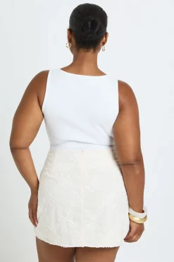 Mini-jupe Texturée À Motif Floral Tissé Grande Taille
