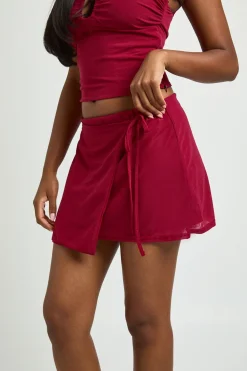boohoo Mini-jupe Texturée À Taille Portefeuille<Femme Jupes|Jupes