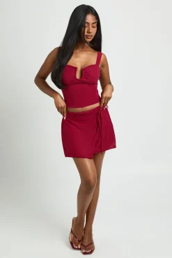 boohoo Mini-jupe Texturée À Taille Portefeuille<Femme Jupes|Jupes