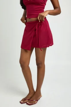 boohoo Mini-jupe Texturée À Taille Portefeuille<Femme Jupes|Jupes