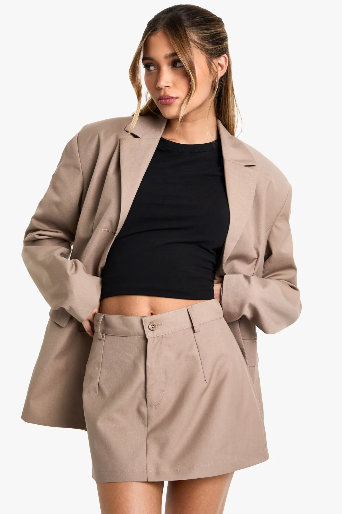 boohoo Mini-jupe tissée ajustée<Femme Tailleurs|Jupes
