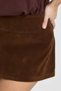 Mini Jupe Évasée Ajustée en Synthétique