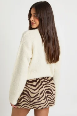 boohoo Mini-jupe Évasée Aspect Laine Motif<Femme Jupes|Jupes