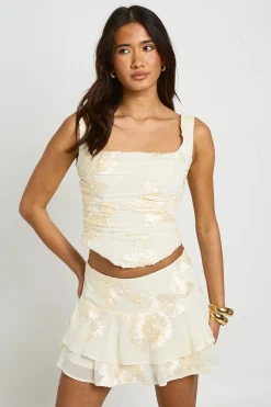 boohoo Mini-jupe À Volants Avec Fleurs 3D<Femme Jupes|Jupes