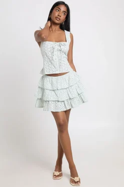 Mini Jupe À Volants En Broderie Anglaise