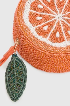 Mini Pochette Fantaisie Perlée Orange