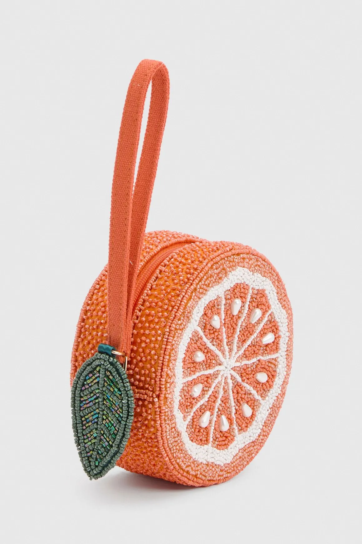 Mini Pochette Fantaisie Perlée Orange