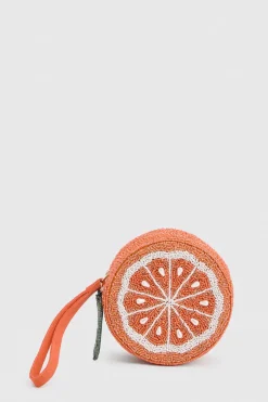 Mini Pochette Fantaisie Perlée Orange