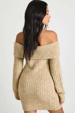 boohoo Mini robe Bardot en maille épaisse<Femme Robes À Manches Longues|Robes