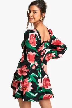 Mini robe corset florale style laitière