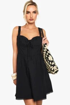 boohoo Mini robe de laitière en coton<Femme Robes Patineuses|Robes