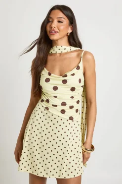 Mini Robe À Détail Foulard À Pois Ton Sur Ton