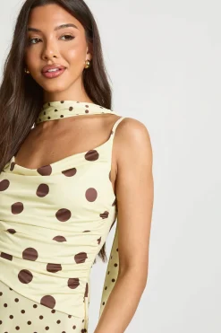 Mini Robe À Détail Foulard À Pois Ton Sur Ton