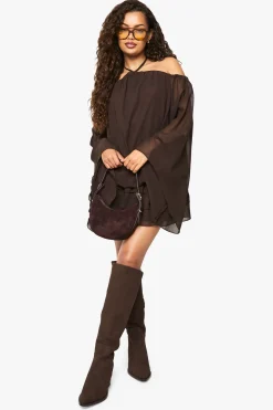 Mini robe en chiffon à encolure halter et manches kimono