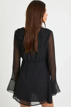 Mini robe en chiffon à taille froncée