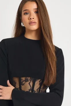 boohoo Mini robe en dentelle à corset structuré<Femme Robes Corset|Robes Moulantes