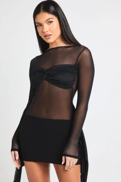 Mini robe en maille avec détail de nœud enveloppant