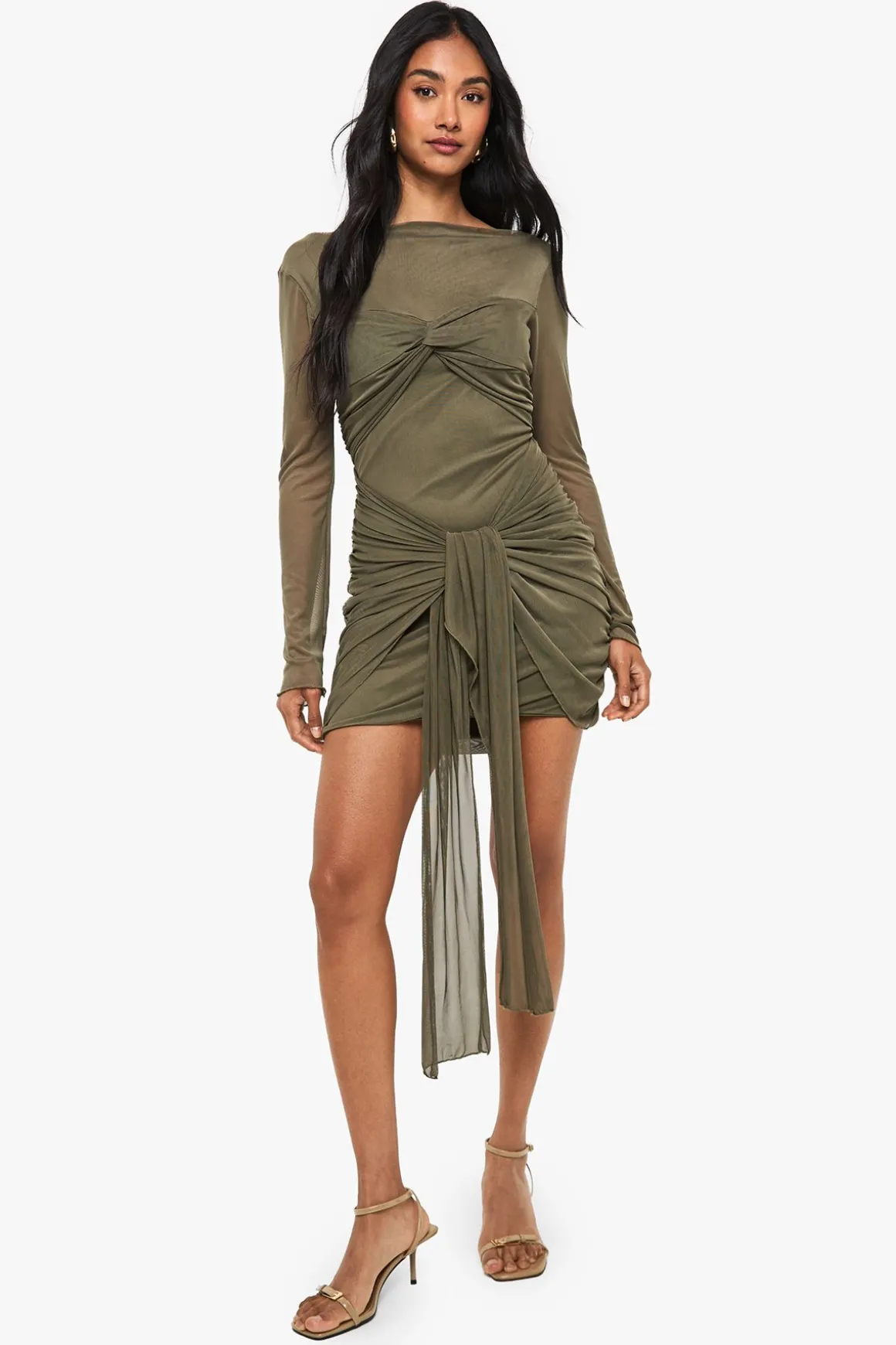 Mini robe en maille froncée avec détail torsadé