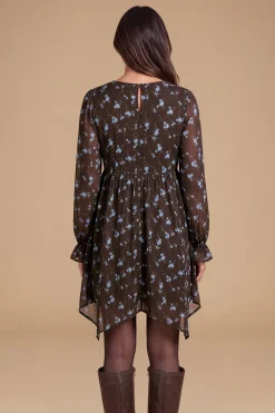 Mini Robe En Mousseline Imprimée À Ourlet Mouchoir Et Détails Froncés Petite Taille