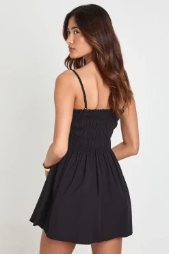 boohoo Mini Robe En Popeline De Coton À Corsage Froncé<Femme Robes Patineuses|Robes