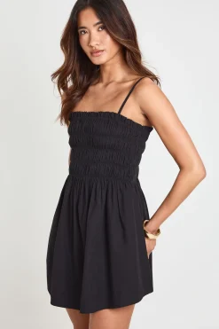 boohoo Mini Robe En Popeline De Coton À Corsage Froncé<Femme Robes Patineuses|Robes