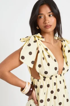 Mini Robe En Popeline De Coton À Pois Avec Épaules Nouées Petite