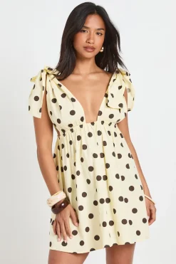 Mini Robe En Popeline De Coton À Pois Avec Épaules Nouées Petite
