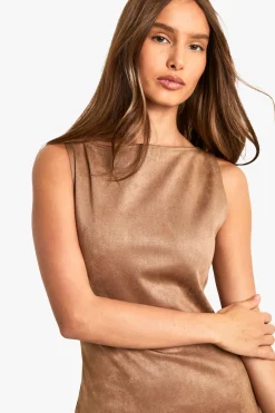 Mini-robe en synthétique daim à encolure slash