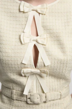KarenMillen Mini Robe en Tweed Ajustée avec Détail Nœud<Femme Tailleurs|Robes Courtes