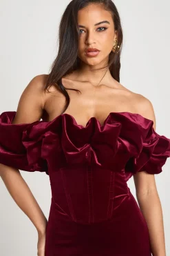 Mini robe en velours à volants extrêmes