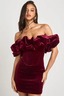 Mini robe en velours à volants extrêmes