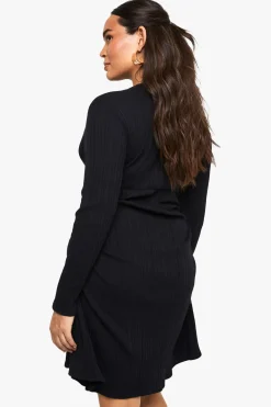 Mini robe froncée en coton côtelé Plus