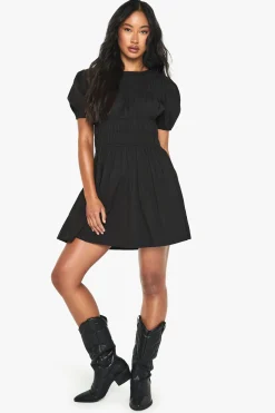 Mini robe froncée en popeline de coton