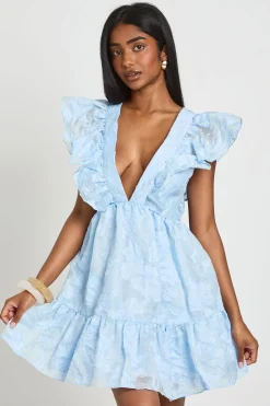 Mini Robe À Lacets Au Dos En Dentelle Dévorée Florale