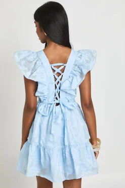 Mini Robe À Lacets Au Dos En Dentelle Dévorée Florale