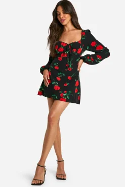 boohoo Mini robe laitière à fleurs<Femme Robes À Manches Longues|Robes