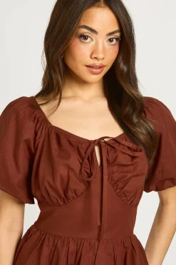 Mini Robe À Manches Volumineuses Effet Lin Petite