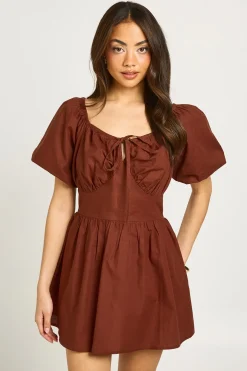 Mini Robe À Manches Volumineuses Effet Lin Petite