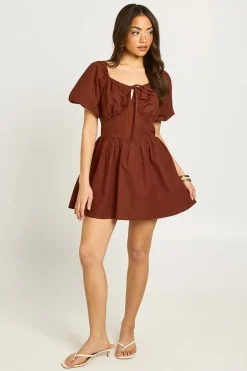 Mini Robe À Manches Volumineuses Effet Lin Petite