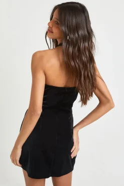 boohoo Mini robe mélange de velours et dentelle<Femme Robes Moulantes|Satin Et Dentelle