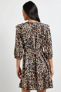 Mini Robe Petite À Imprimé Animal Avec Bordure En Dentelle Et Dos Noué