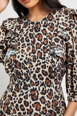 Mini Robe Petite À Imprimé Animal Avec Bordure En Dentelle Et Dos Noué