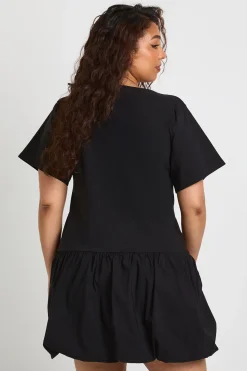 Mini robe Plus à ourlet tombant et boule bouffante