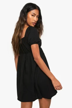 Mini robe smock à manches bouffantes