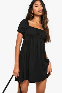 Mini robe smock à manches bouffantes