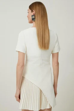 Mini robe Tailored Military Pleat à manches courtes